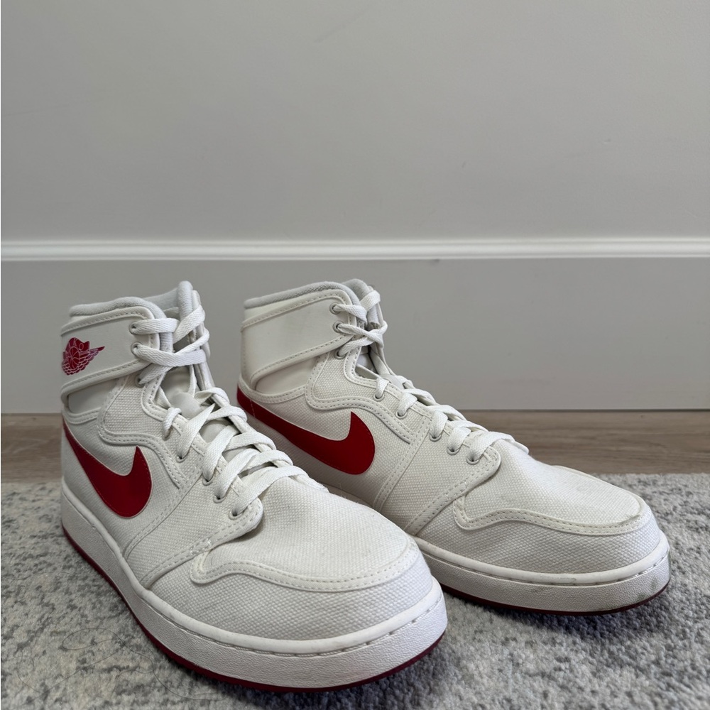 White AJKO Nike Air Jordan High Top Canvas Sneaker size 10.5